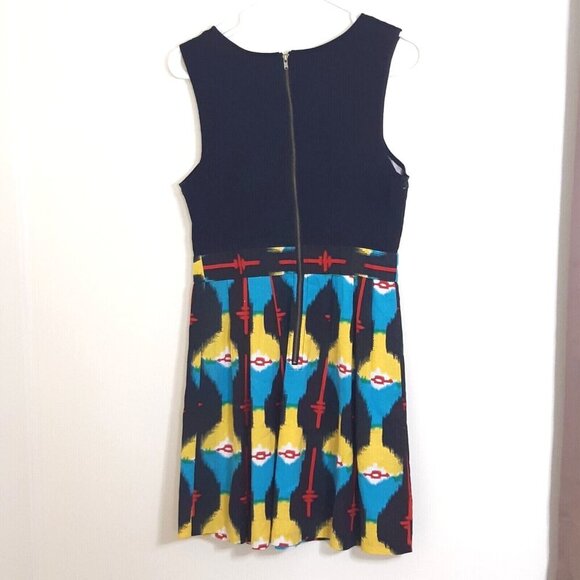 Anthropologie Staring at Stars Linen Blend Dress Womens 4 Aztec Ikat Black Artsy - Picture 4 of 6